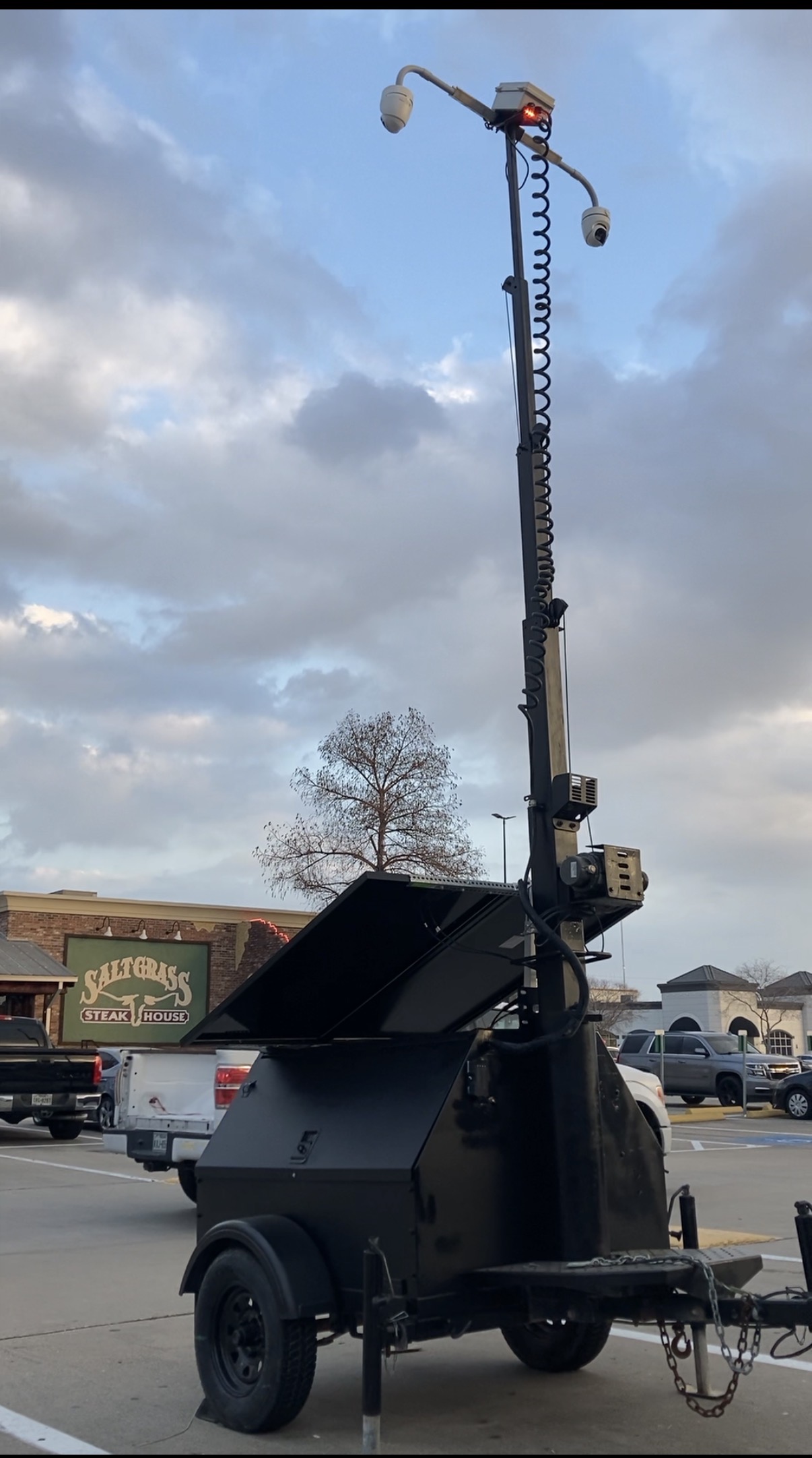 Houston Security Tower - front view deployed at commercial site